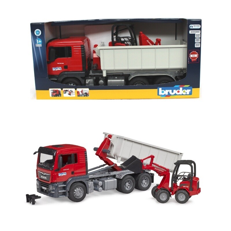 03767 NEW MAN TGS truck with Roll-Off-Container w compact loader
