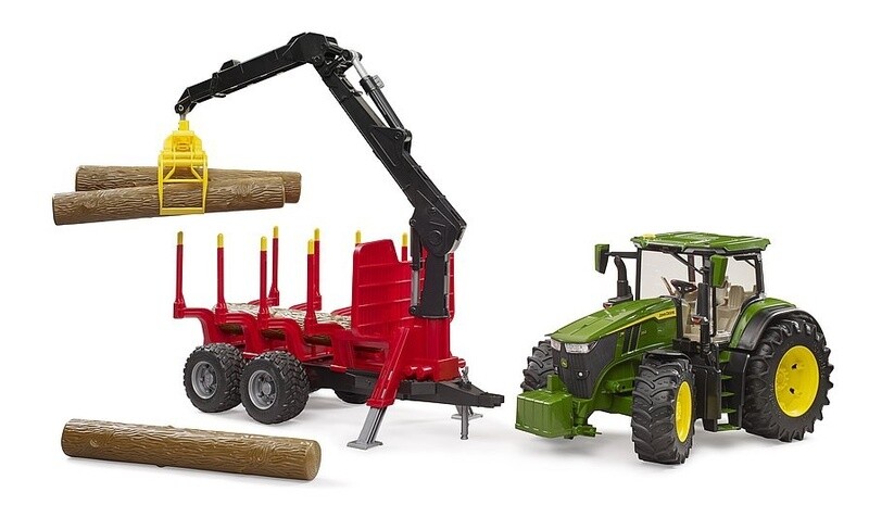09829 John Deere Tractor 7R 350 w forestry trailer, crane and trunks