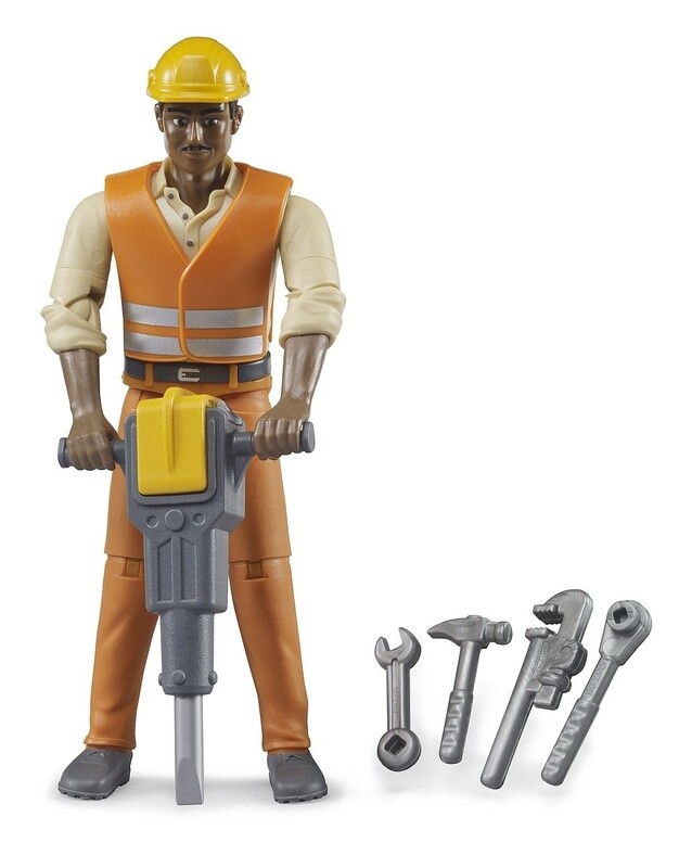60021 NEW Construction worker, medium skin w accessories
