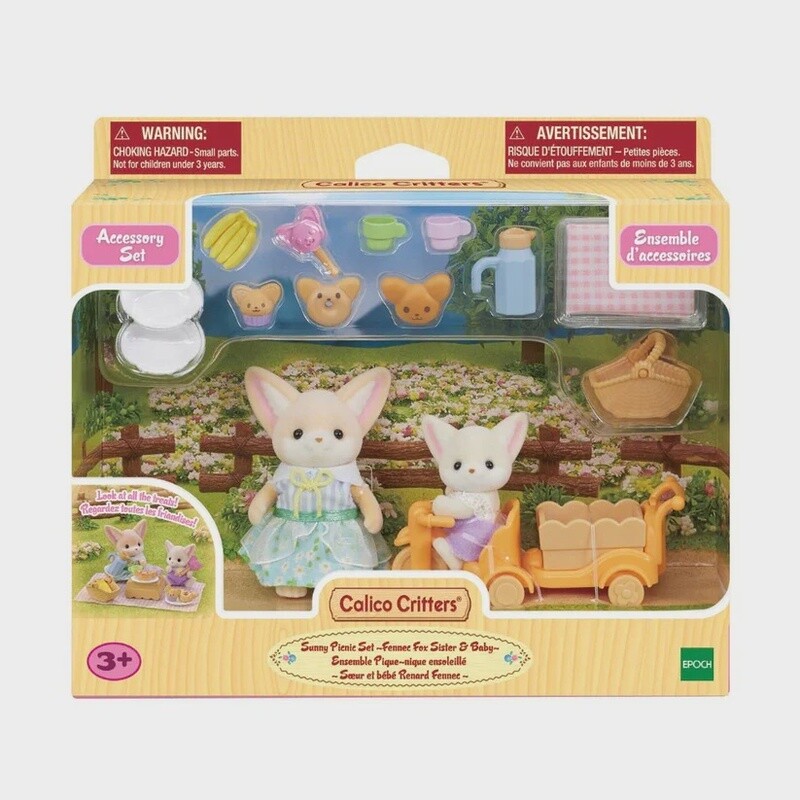 CC2071 Calico Critters Sunny Picnic Set - Fennec Fox sister and Baby