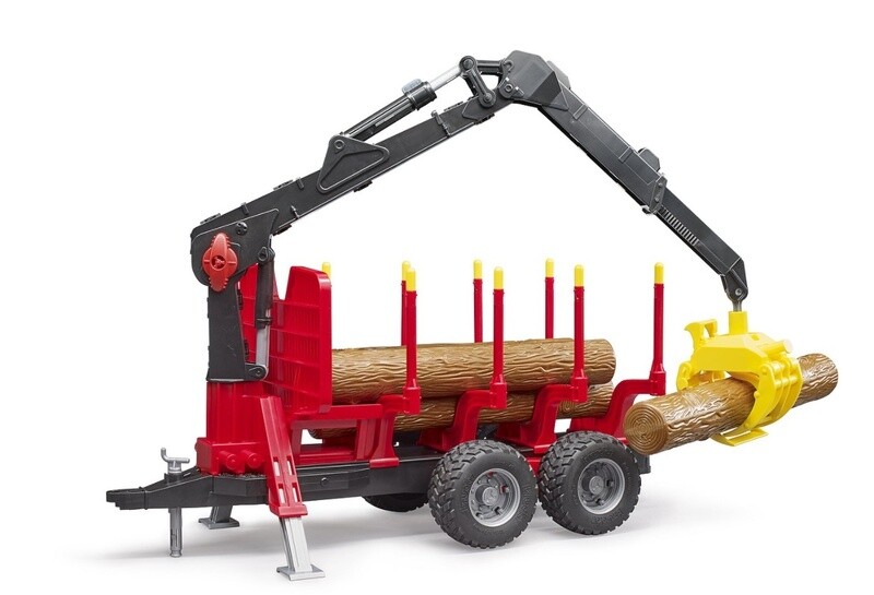 02252 Forestry trailer with crane  grapple and 4 logs