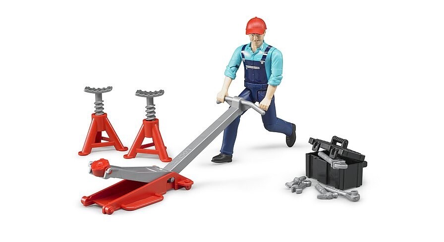 62100 bworld man with repair shop accessories