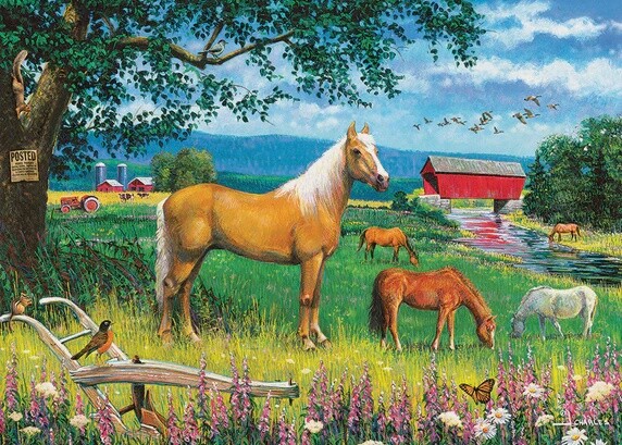 58905 Horses in the Field (tray)