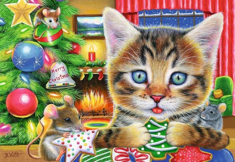 12004059 Christmas Kitties 2x24 Pc Puzzle