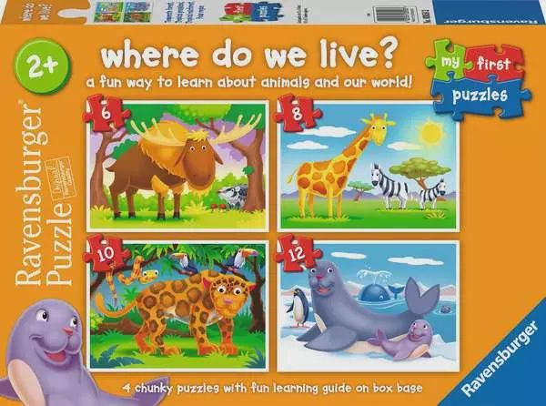 03058 MFP Where do We Live 6, 8, 10, 12 pc Puzzles