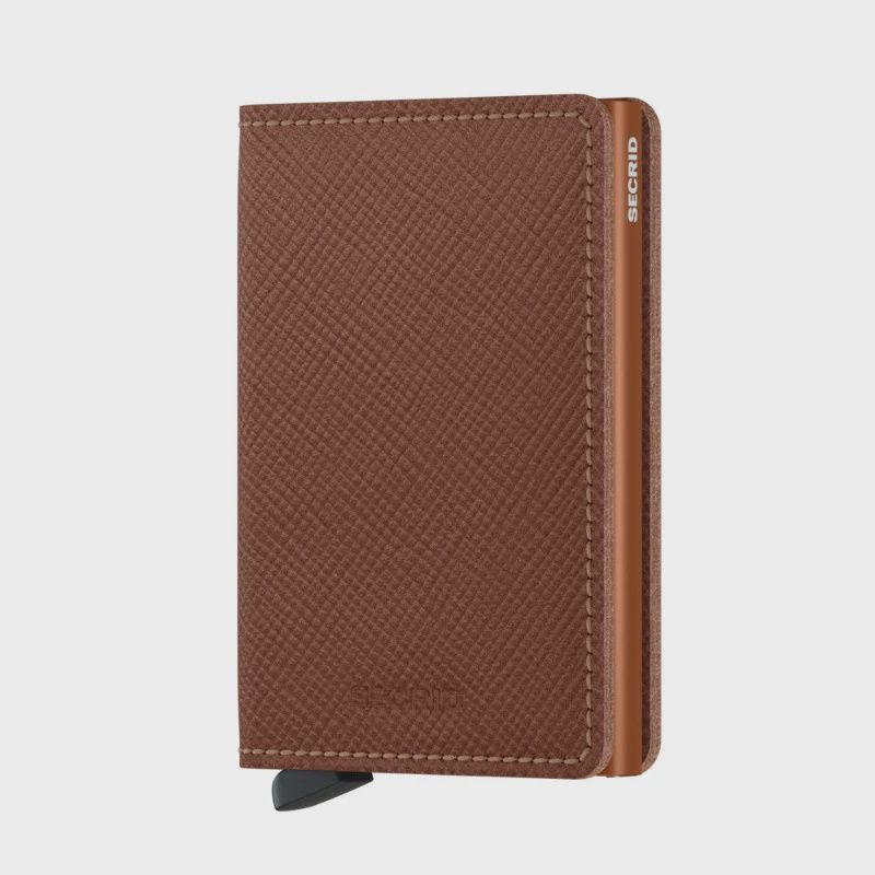 Slimwallet Saffiano Brown