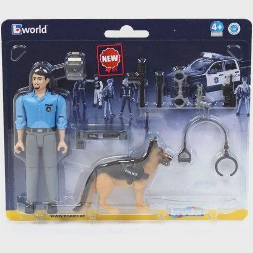 62150 bworld Policeman with dog