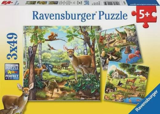 09265 Forest/Zoo/Domestic Anim. 3x49 Pc Puzzle