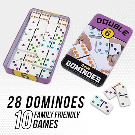 UN55401 DOMINOES - BASIC - DOUBLE 6 - COLOR - TIN