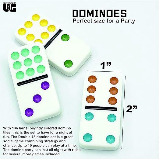 UN55404 DOMINOES - PARTY - DOUBLE 15 - COLOR - TIN