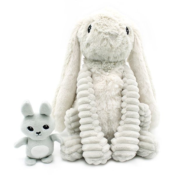 5-74003 Toudou rabbit mom and her baby / Light grey