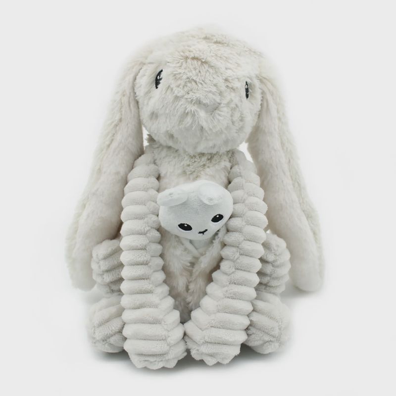 5-74003 Toudou rabbit mom and her baby / Light grey