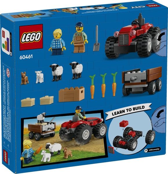 60461 Red Farm Tractor with Trailer &amp; Sheep CS PK 8