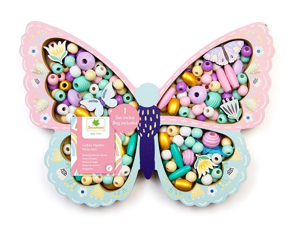824CRE3289 Butterfly Wooden Beads Set
