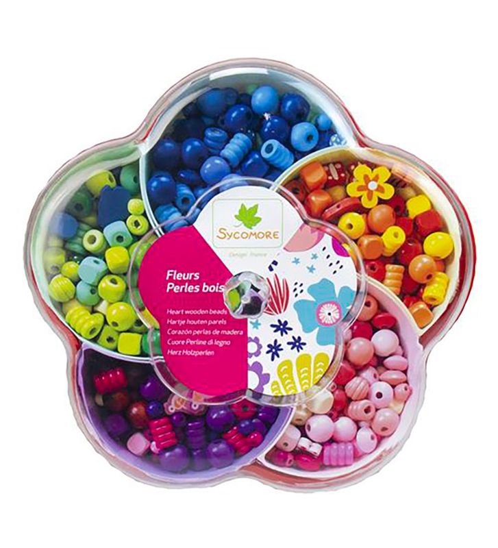 824CRE3276 Wooden Bead Flowers Selection
