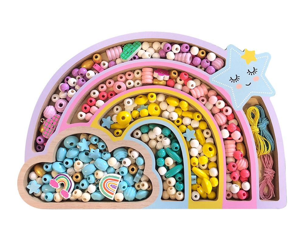 824CRE3287 Rainbow Wooden Beads 400 pieces