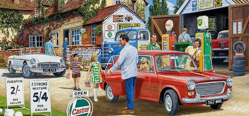 GIBG4064 Puzzle - 636 pcs - Panoramic Collection: Fillling Up for the Trip (EN)