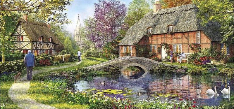 GIBG4050 Puzzle - 636 pcs - Panoramic Collection: Cottage by the Brook (EN)