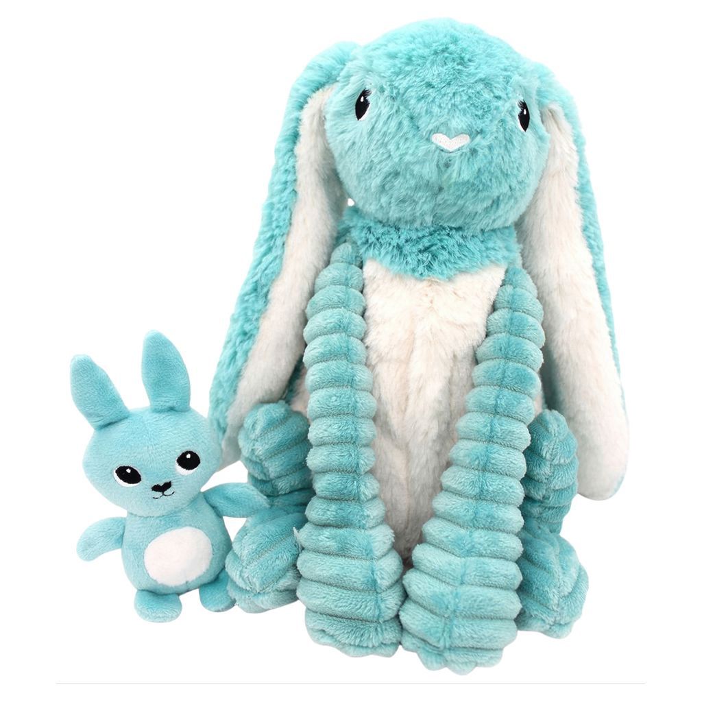 5-74004 Toudou rabbit mom and her baby / Aqua blue