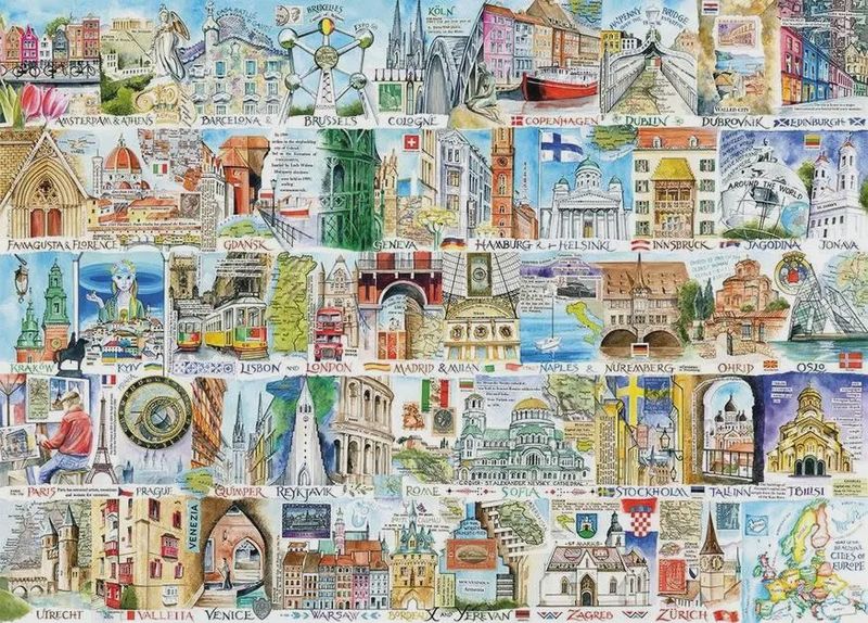 GIBG7146 Puzzle - 1000 pcs - Sights &amp; Sounds of Europe (EN)
