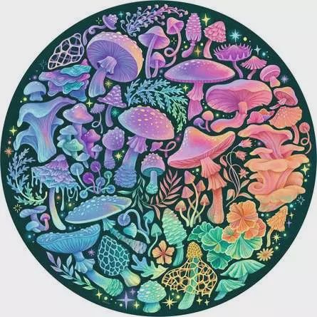 12000822 Mushrooms 500 Pc Round Puzzle