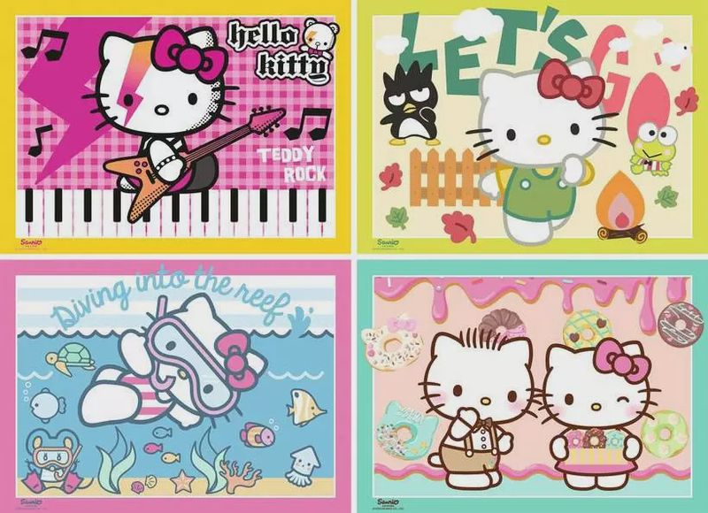 12004159 Hello Kitty Bumper Pack 4x100 pc Puzzles