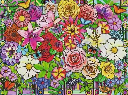 12001364 Tiffany Flowers 100 Pc Puzzle