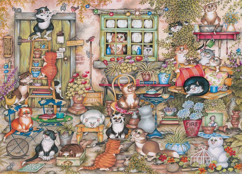 GIBG6428 Puzzle - 1000 pcs - Courtyard Cats (EN)
