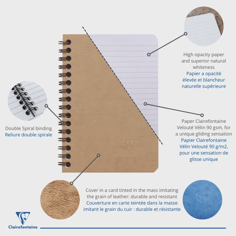 78596C AGE-BAG NOTEBOOK Lined Wirebound Brown 100 pages (3.5x5.5in)