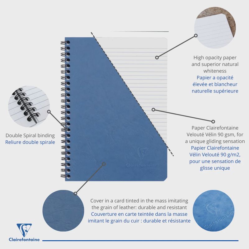 785364C Age-Bag Wirebound Notebook Lined -Blue- A5. 100 pages (5.8x8.3in)