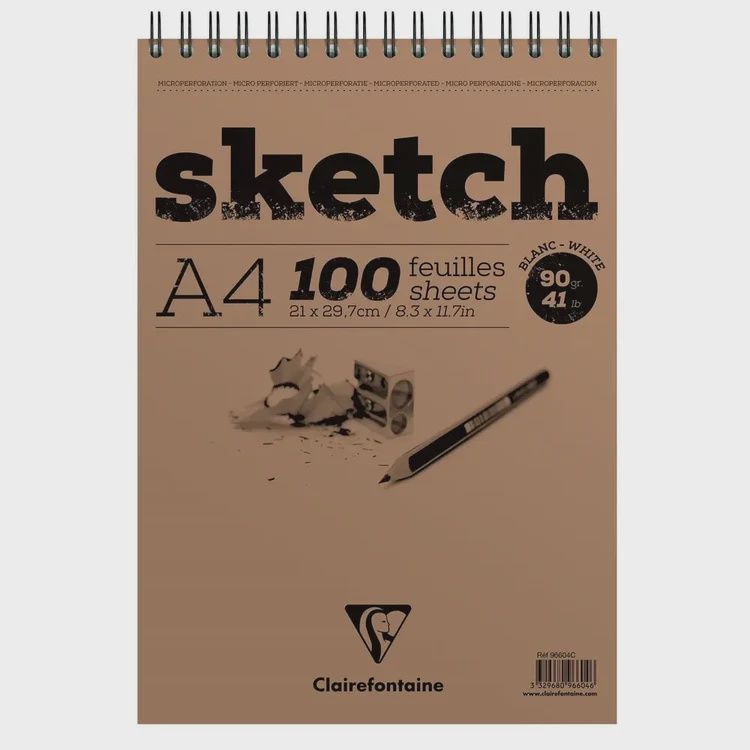 96606C Wirebound Sketchbook - A5. 100 White Sheets (5.8x8.3in)