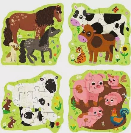 12004001 Puzzle Up - Farm Animals - 4, 6, 8, 10 Pieces Puzzle