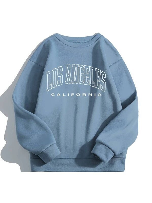 Blue LA Print Drop Sweater