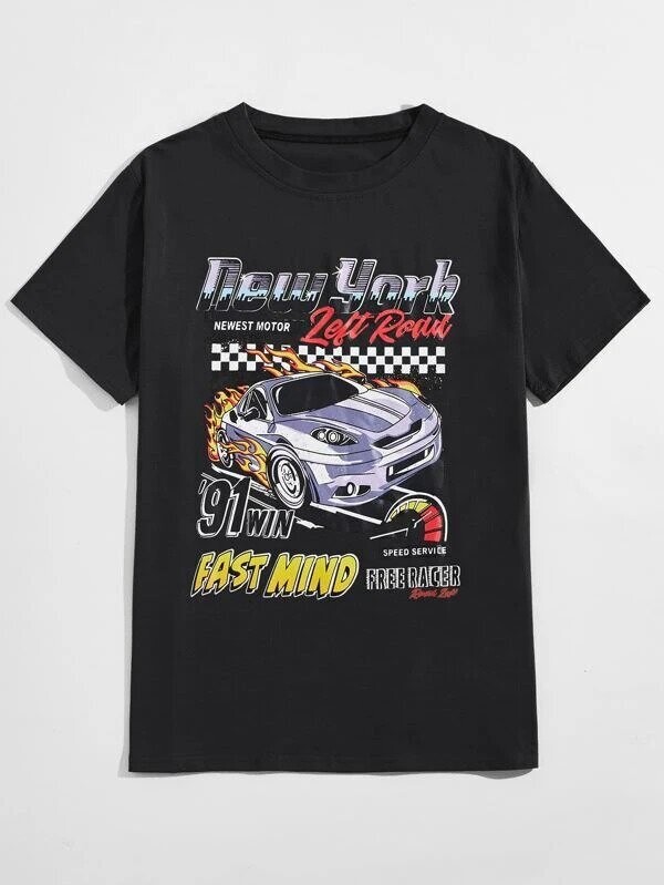 Guys Car &amp; Letter Graphic Tee