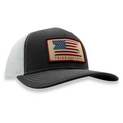 Flag Patch Trucker Hat - Charcoal/White