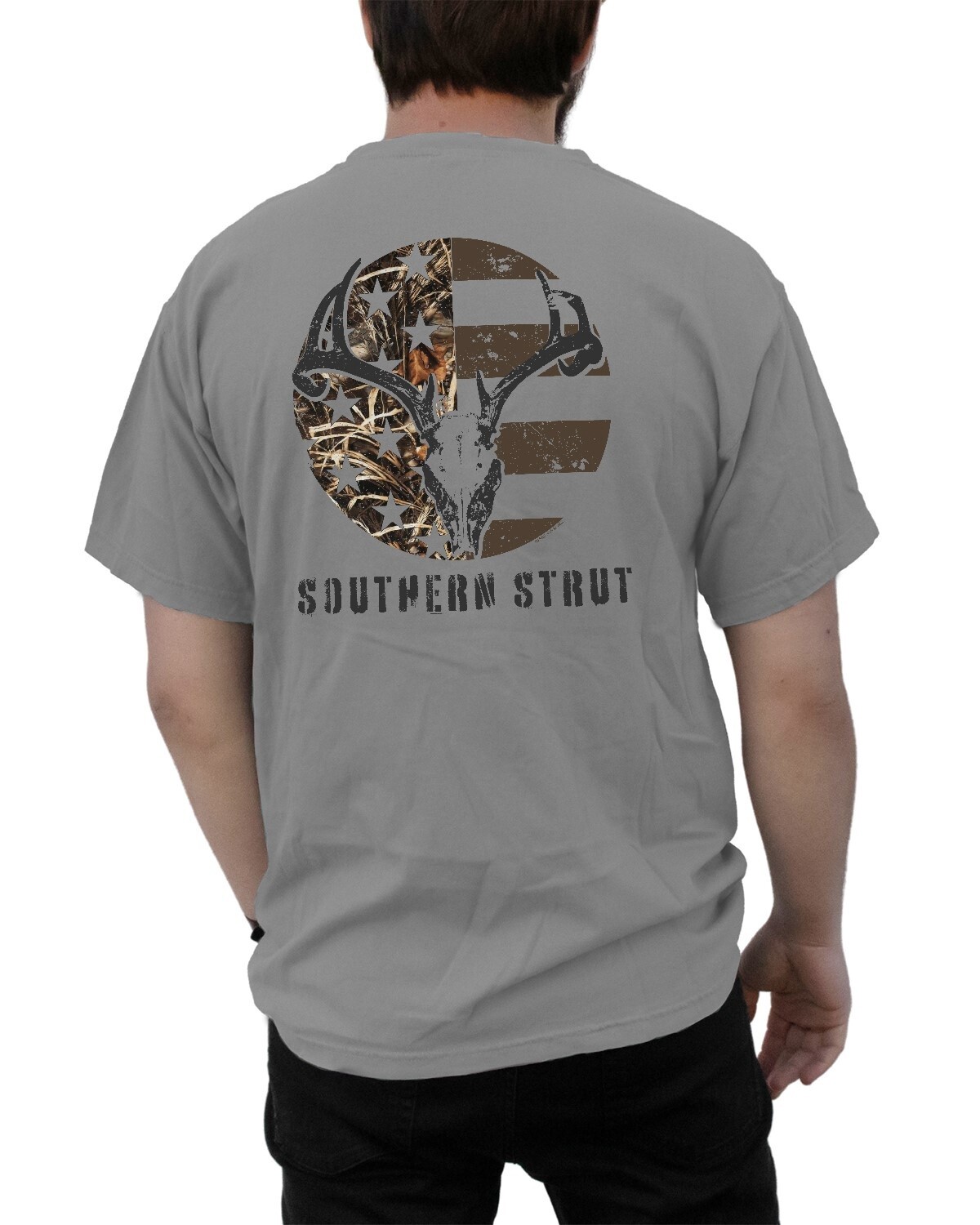 Camo Skull Tee - Dove Grey