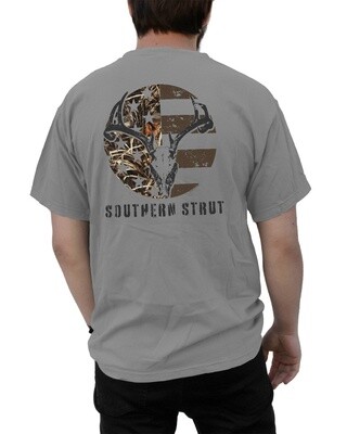 Camo Skull Tee - Dove Grey