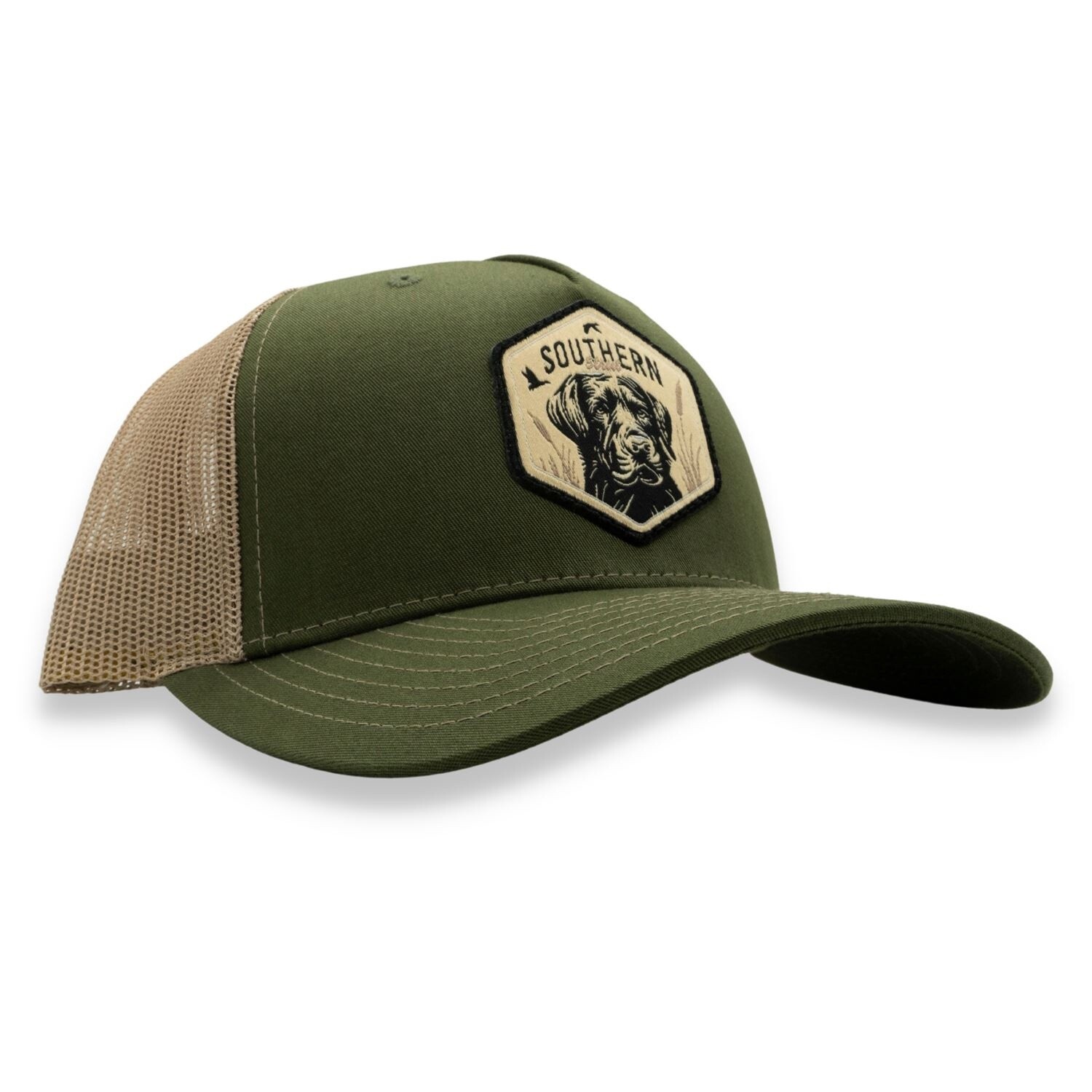 Duck Lab Patch Trucker Hat - Army Olive/Tan