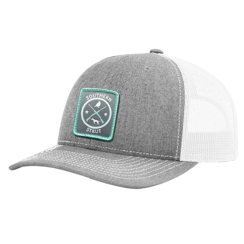 Quail Pointer Patch Trucker Hat - Heather Grey/White
