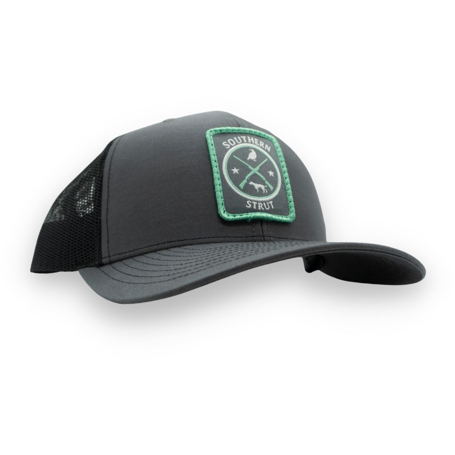 Quail Pointer Patch Trucker Hat - Charcoal/Black