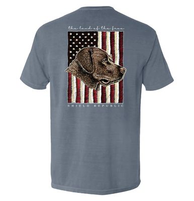 Land Of The Free Chocolate Lab Pocket Tee Land Of The Free Chocolate Lab Pocket Tee