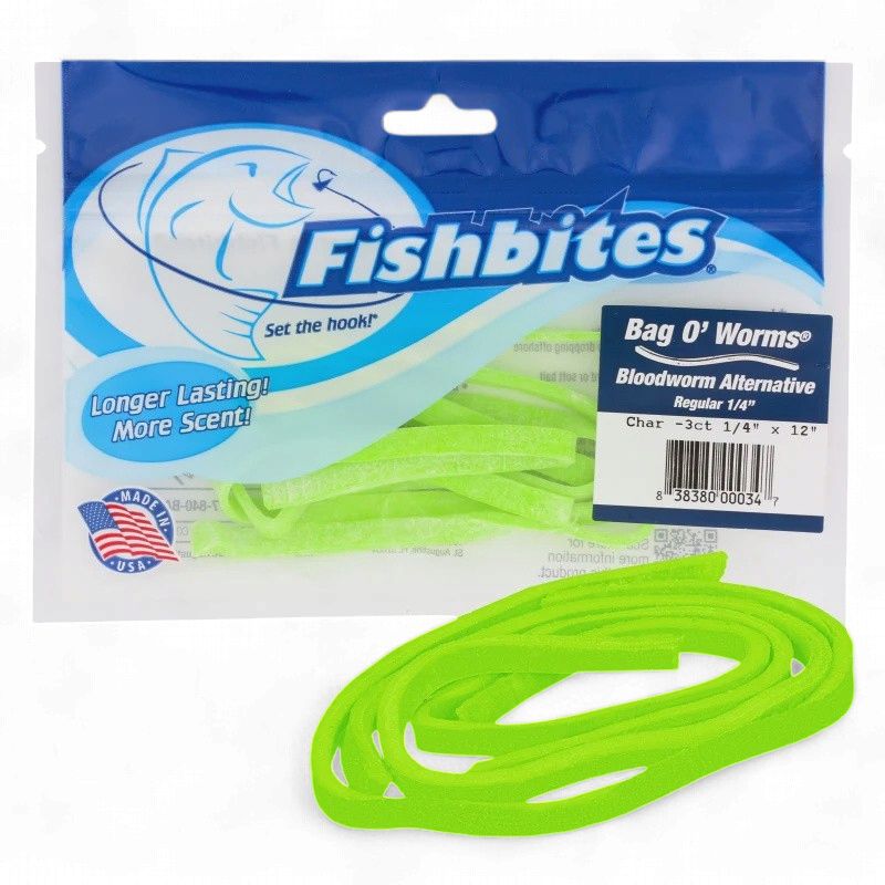 Fishbites BAG'O WORMS - 3PK BLOODWORM - LONG LASTING CHART