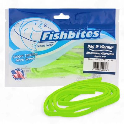 Fishbites BAG'O WORMS - 3PK BLOODWORM - LONG LASTING CHART