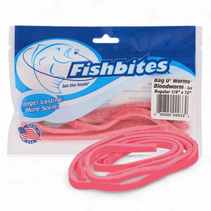 Fishbites BAG O' WORMS - 3PK BLOODWORM