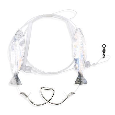 Aqua-Clear HI/LO PLAIN MINNOW RIG 2/0 HOOK 40LB SILVER HOLO
