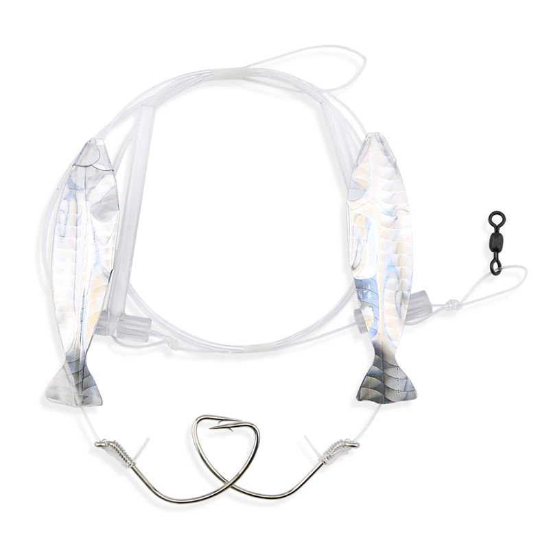Aqua-Clear HI/LO PLAIN MINNOW RIG 2/0 HOOK 40LB SILVER HOLO