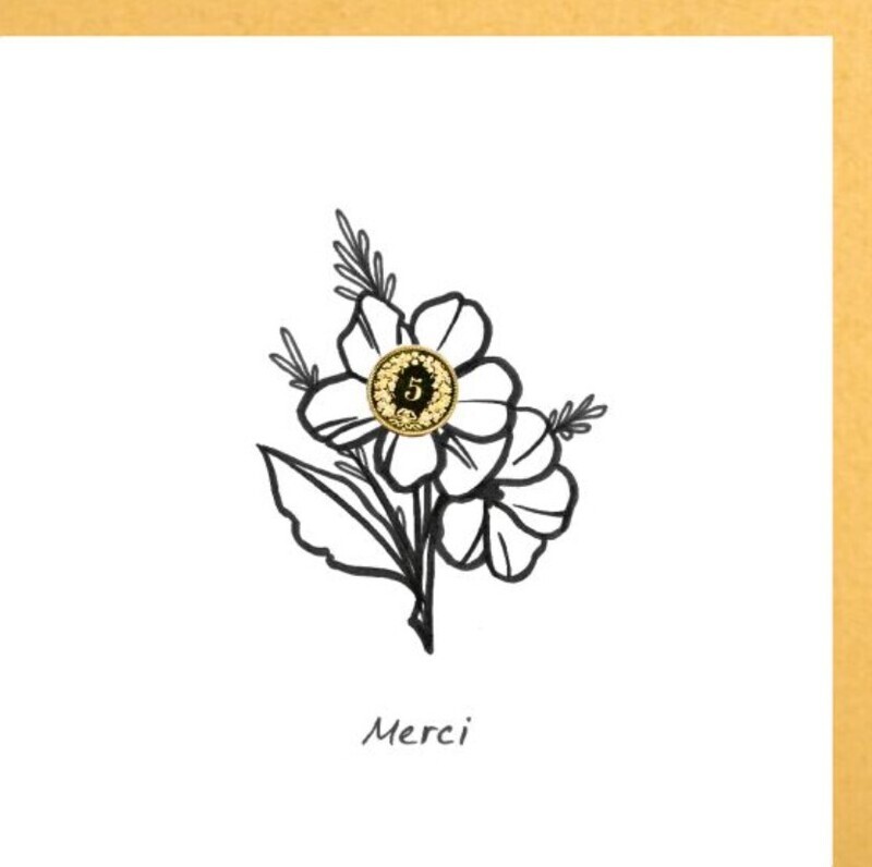 "Thank you" flower card - 5 centimes