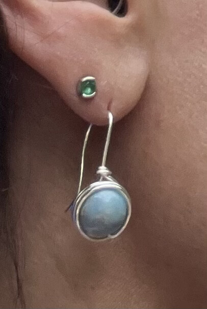 round larimar bead drop earrings