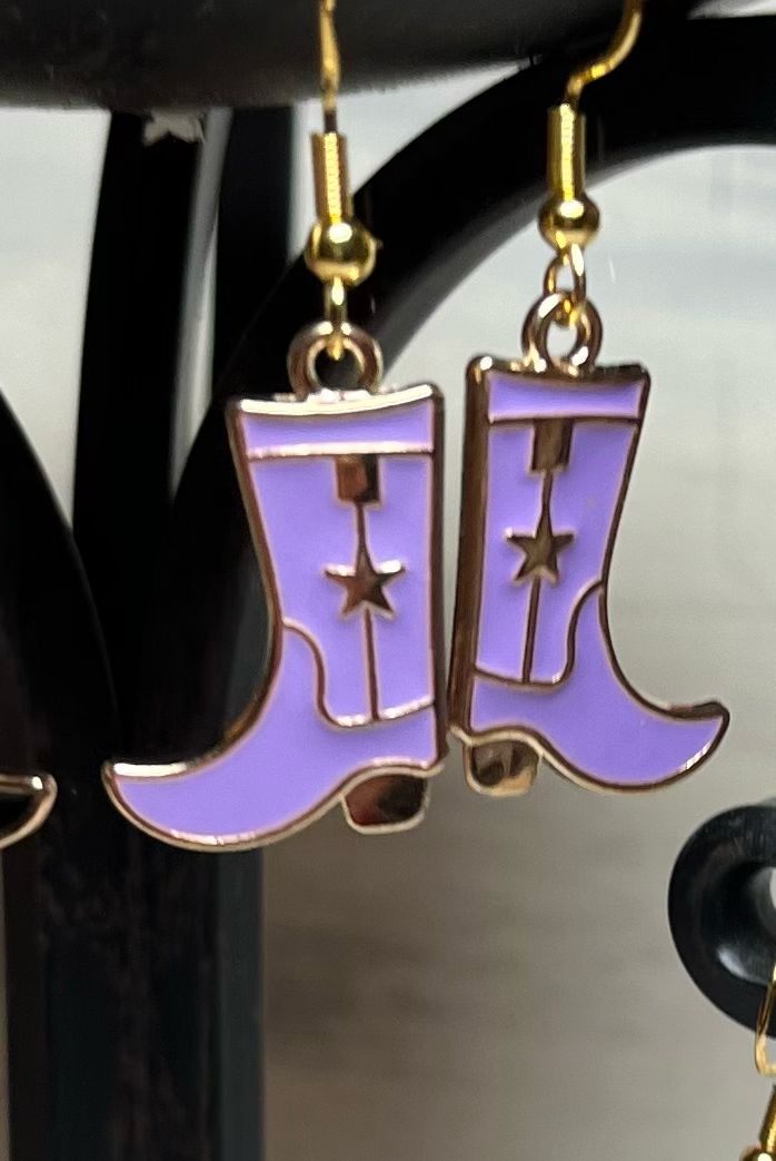 Cowboy Boot Earrings Gold Wire