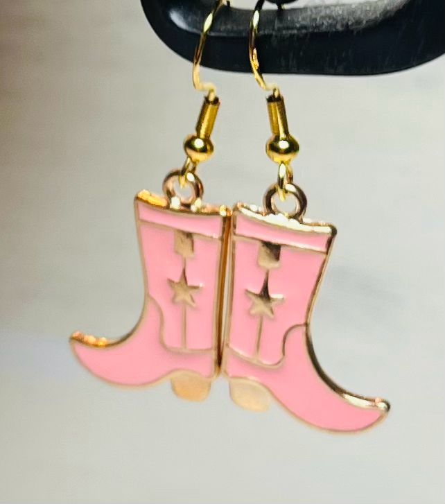 Cowboy Boot Earrings Gold Wire